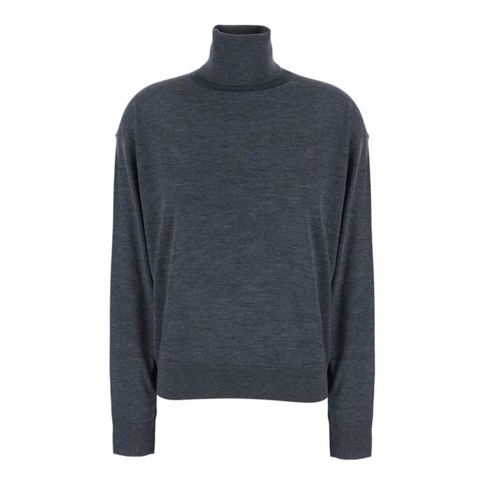 Semicouture Women 'Freda' Grey Sweater With V-Neck In Virgin Wool For Women